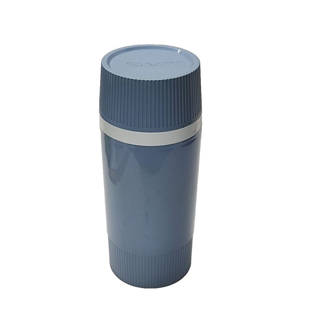 Blue Vintage GOTT Stainless Lined Vacuum Bottle Thermos Cup Model 1506